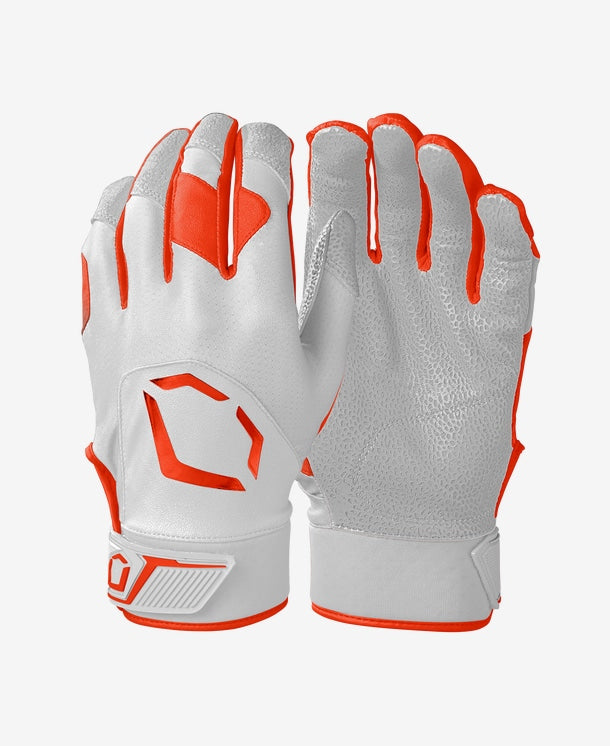 Orange and white sales batting gloves