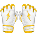 Bruce Bolt Premium Pro Chrome Series Yellow Batting Gloves